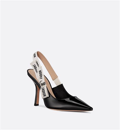 dior - j'adior slingback in black patent calfskin leather|J'ADIOR SLINGBACK IN BLACK PATENT CALFSKIN LEATHER .